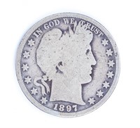 Coin 1897-O Barber Half Dollar in Good / AG