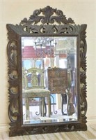 Louis XIII Style Acanthus Oak Beveled Mirror.