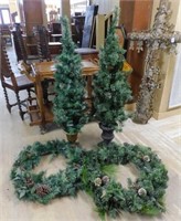 Christmas Decor Trees and Wreaths.