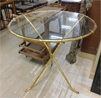 Gilt Faux Bamboo Metal Occasional Table.