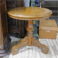 Leather Embossed Top Pedestal Table.