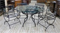 Leaf and Berry Wrought Iron Table and Chairs.