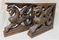 Mythical Beast Carved Oak Supports.