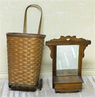 Bentwood Shopping Basket and Hanging Glove Box.