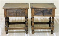 Rustic Neo Renaissance Oak Side Cabinets.