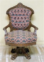 Victorian Paw Footed Pedestal Chair.