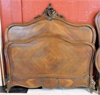 Rococo Crowned Louis XV Style Walnut Bed.