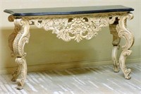 Rococo Carved Painted Wooden Console.
