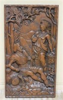Large Well Carved Oak Figural Plaque.