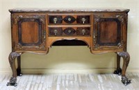 Beautiful Chippendale Style Marble Top Sideboard.