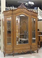 Rococo Crowned Louis XV Style Oak Armoire.