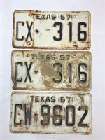 Vintage Texas License Plates 1957