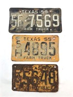 '45 '55 '58 Texas Farm Truck License Plates