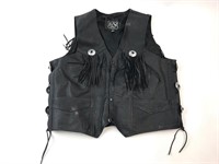 Leather Western Motorcycle Vest Size 50