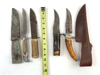 4 Vintage Knives & 2 Sheaths