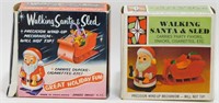 Vintage "Walking Santa & Sled" Set of 2 Wind-Ups