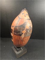 13" tall painted gourd