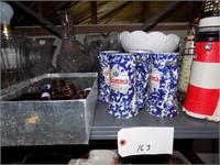 contents of shelf Hamms mugs