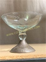 Sterling etched pedestal candy dish
