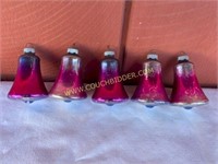 Vintage Hot Pink Christmas Bell Ornaments
