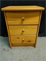 Wooden, 3 drawer stand
2 feet tall, 17" wide,