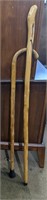 Two wooden canes/walking/hiking sticks 38"-47"