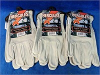 NEW Hercules Work Gloves, Size Large x 3