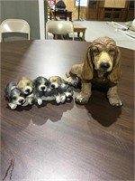 Basset hound and puppy figurine