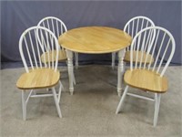5 PC. DINETTE SET, NATURAL FINISH, W/ PAINTED LEGS