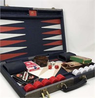 Cotton Denim Backgammon Set with Cards, Die, and