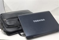Toshiba Laptop and Charger in Leather Carrying