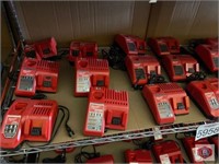 Milwaukee lot of 20 Milwaukee chargers assorted