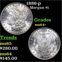 1886-p Morgan Dollar $1 Grades Choice+ Unc