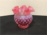 Fenton Pink Hobnail Vase