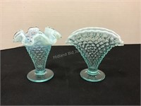 Vintage Aqua Blue Hobnail Vases