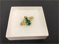 Joan Rivers Rhinestone & Green Bee Pin