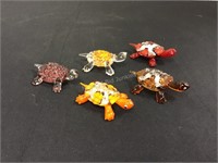 Five Lenox Glass Turtles