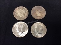 Four 1964 Half Dollars