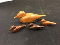 Four Carved Wood Ducks