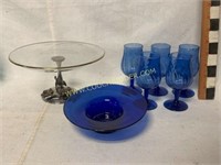 Cobalt cordial stems candy dish & more