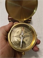 Lg Solid brass hand held compass. Works