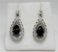 14K White gold sapphire & diamond earrings