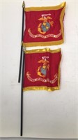 Lot of 2 Mini Marine Corps Flags