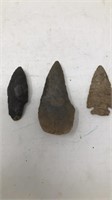 Lot of 3 Native American Artifact Arrowheads