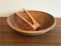 Wood Butter Bowl, Tenderizer & Spoon
