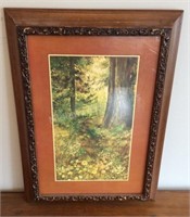 Vintage Woodland Picture, 15 1/2"x21 1/2”