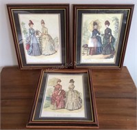 Three Colonial Style Pictures, 12 1/2"x15 3/4”