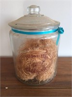 Large Glass Brown Bag Cookie Art Jar