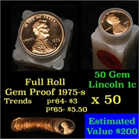 Full 1c proof roll, 1975-s Lincoln Cents