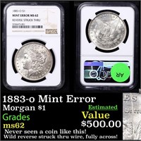 NGC 1883-o Morgan Dollar Mint Error $1 Graded ms62